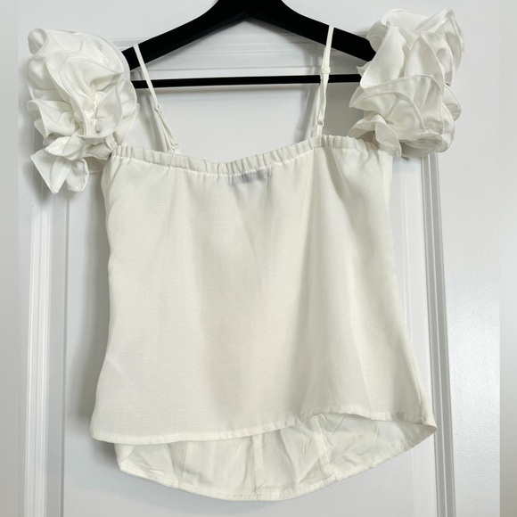 White Ruffle Top - YaYa & Co Size S - Picture 2 of 9